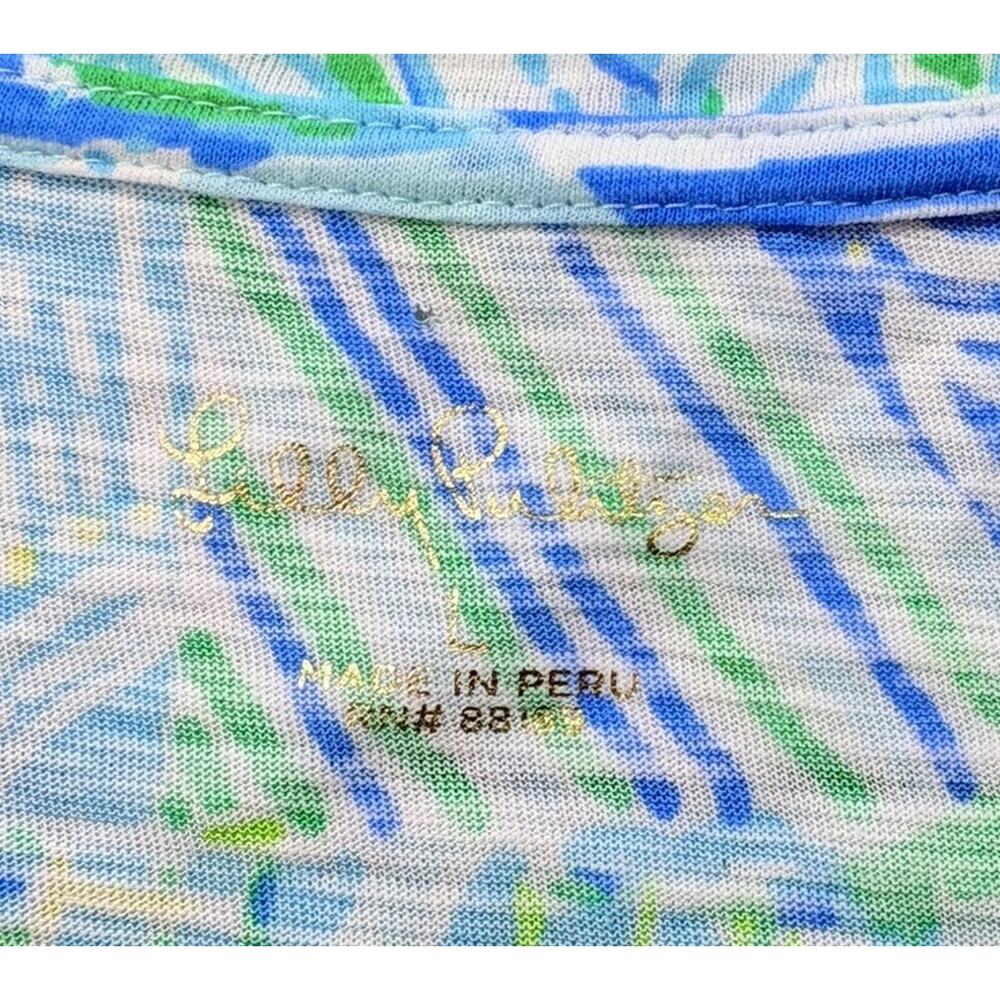 Lilly Pulitzer Women’s Etta Whisper Blue Beach Happy V-Neck T-shirt Size L - Picture 5 of 6